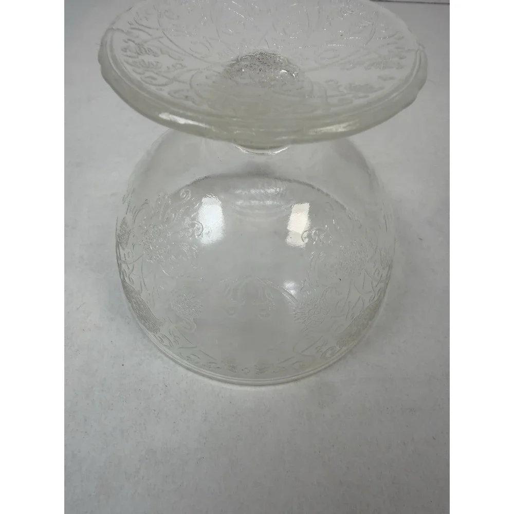 Hazel Atlas Florentine Poppy Crystal Clear Sherbet Bowl Depression Glass